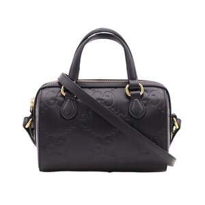GUCCI GG Super Mini Leather 2-Way Boston Bag (790130) in Black for Women